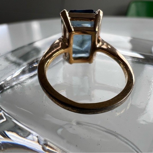 14k TGE Emerald Cut Ring. London Blue Topaz Colored Stone. Size 6/ 6.5. - Picture 10 of 10